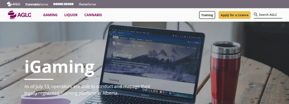 Screenshot of the AGLC's own iGaming page announcing Alberta's July 13 launch
