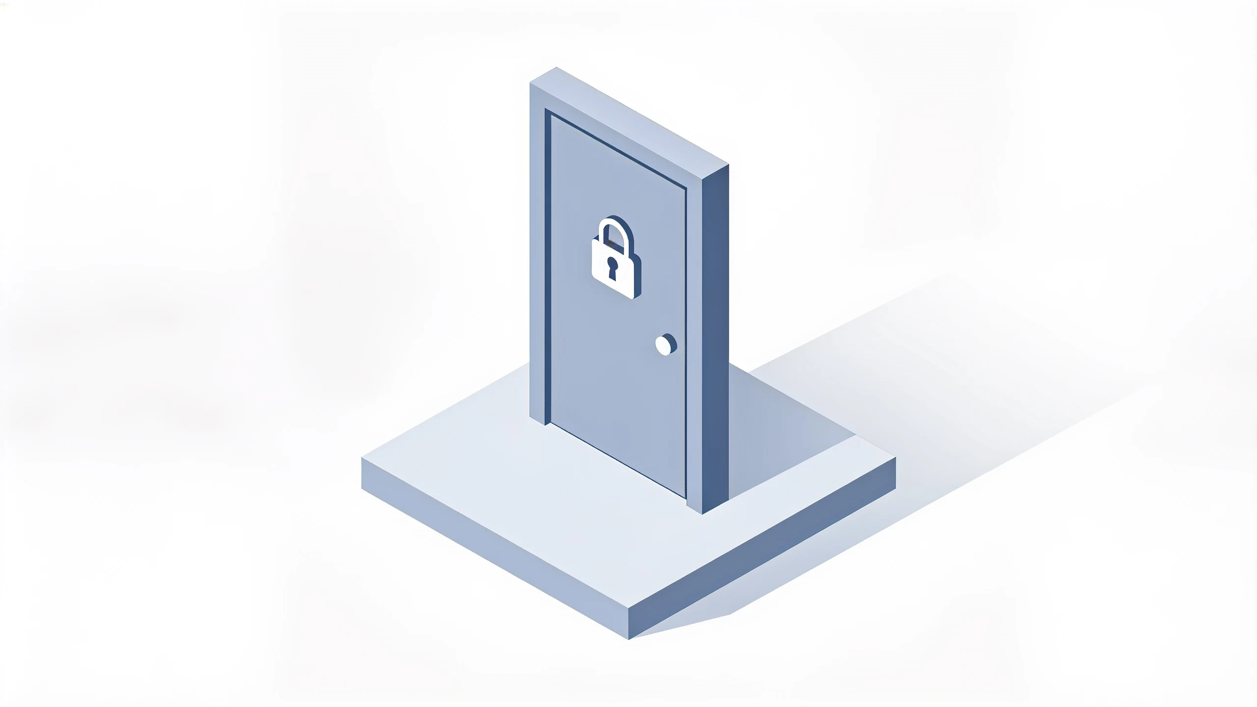 Isometric closed door with a padlock representing a self-excluded account